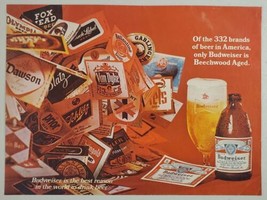 1968 Print Ad Budweiser Beer Vintage Bottle &amp; Various Labels - £13.43 GBP