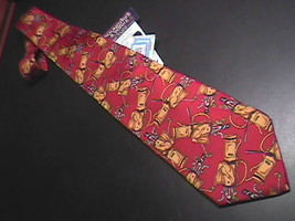 Roundtree &amp; Yorke Neck Tie Golf Theme Red and Gold Unused with Manufacturer Tags - £10.32 GBP