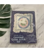 Candamar Vintage Counted Cross Stitch Kit Unicorn Pillow Birth Announcement - $35.63