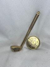 Brass Golf Themed Desk Items 50yrs Perpetual Calendar &amp; Golf Club Screwdriver - £24.01 GBP