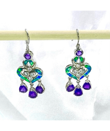 ALI Gorgeous Opal, Amethyst &amp;  Sterling Silver  Dangle Earrings - £58.42 GBP