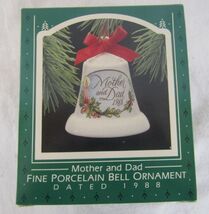 HALLMARK KEEPSAKE ORNAMENT 1988 &quot;MOTHER &amp; DAD&quot; PORCELAIN BELL RGH07 - $10.58 CAD