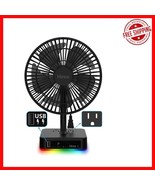 Multifunctional 6.7-Inch Desk Fan, USB Charger &amp; RGB LED - Ideal for Hom... - $555.64 MXN