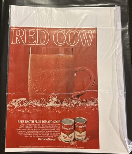 Primary image for Early 1900s Campbell's Soup Advertising In Clear Plastic - Red Cow