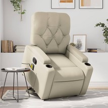 Stand up Massage Recliner Chair Cream Faux Leather - $14,424.61 MXN