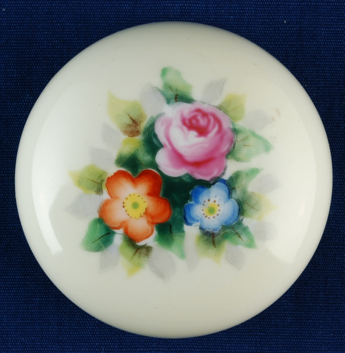 Lid Round Porcelain Orphan w Hand Painted Flowers for Ginger Jar Possibly Nippon Item image 2