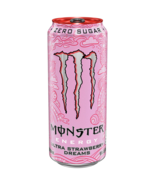 Monster Energy Ultra Zero Sugar Drinks 16 ounce cans Strawberry Dreams, ... - $54.32 CAD