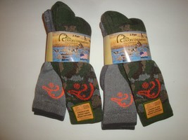 New Ducks Unlimited Men&#39;s Merino Wool Blend 4 Pair Boot Socks Camo/Gray - £23.45 GBP