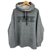 Pink Victoria&#39;s Secret sweatshirt Medium womens gray logo hoodie fleece ... - $21.78