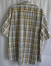 IZOD WHITE BROWN BLUE CHECK BUTTON DOWN SHORT SLEEVE SHIRT XXLG 18  #8799 - $8.09