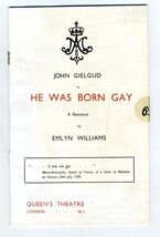 Sir John Gielgud in He Was Born Gay London Theatre Program 1937 Emlyn Wi... - $59.34