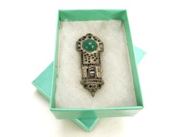 Silver Tone Dress/Scarf Clip, Green Aventurine, Assorted Gemstones, JWL-267 - £7.38 GBP