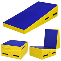 Folding Incline Cheese Gymnastics Mat Slope Fitness Wedge Mat W/Handles - £200.63 GBP
