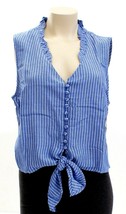 Girl Krazy Blue &amp; White Stripe Front Tie Sleeveless Shirt Women&#39;s NWT - $29.99