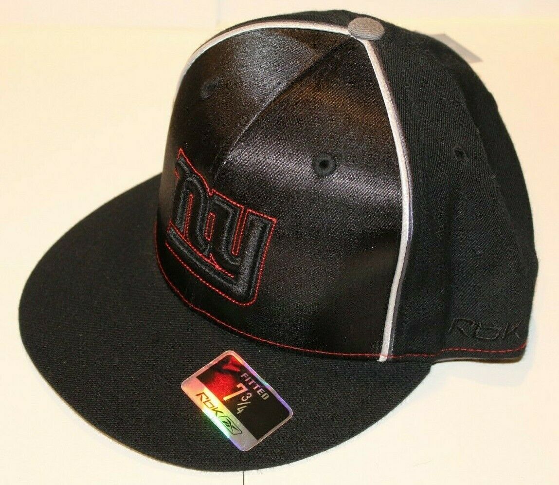 Primary image for NWT NFL Reebok New York Giants Shine Front Satin Panel Fitted Hat Black Sz 7 3/4