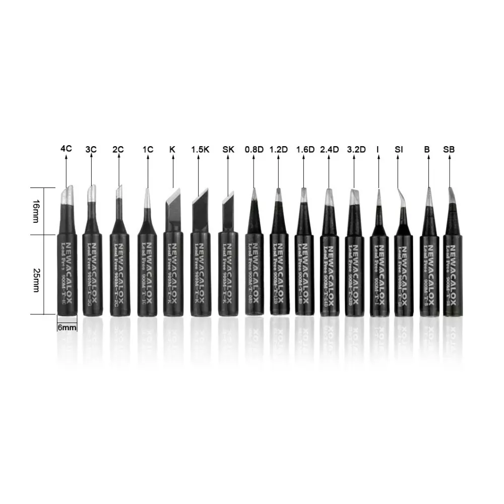 16pcs Lead-free Oxygen-free Copper Soldering  Tips Black  Welding Tips 900M-T Un - $163.49