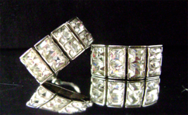 Art Deco Earrings Princess Cut Crystal Rhinestone Screw Back Silver Tone 1940s  - £15.28 GBP