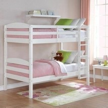 White Finish Wooden Twin Over Twin Bunk Beds Kids Convertible Bedroom Furniture - £354.63 GBP
