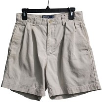 Polo Ralph Lauren Andrew Pleated Khaki Cotton Shorts Classic Preppy Styl... - £13.54 GBP