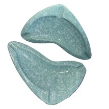 2 Vintage 1950&#39;s Shawnee Pottery Ashtray Stardust Turquoise Handmade Art... - £64.30 GBP
