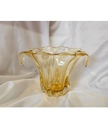 Vintage Murano Hand Blown Art Glass Amber Waterfall Vase - €36,29 EUR