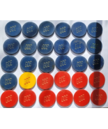 30 Vintage Clay Poker Chips Private Club Marked GCE Hot Stamped Red Blue... - £23.56 GBP