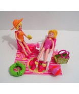 2 Polly Pocket Dolls Plus Beach Pool Accessories - £11.18 GBP