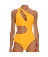 Women&#39;s One-Piece Cutout Swimsuit, Yellow Hollow Out Swimwear for Women ... - $29.35