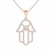 Authenticity Guarantee 
ANGARA Natural Diamond Hamsa Hand Pendant Necklace in... - £864.51 GBP