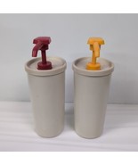 Set of 2 Vintage TUPPERWARE Pump Dispensers Ketchup Mustard 640 1553 Cam... - $210.07 MXN