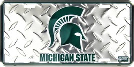 Michigan State Spartans Metal Diamond Pattern License Plate Auto Tag Sign - £5.55 GBP