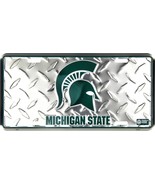 Michigan State Spartans Metal Diamond Pattern License Plate Auto Tag Sign - £5.54 GBP