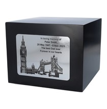 London theme cremation urn for human ashes box Engraved wooden urn prsonalise UK - $168.01