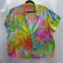 Jams World Bright Rainbow Color Summer Splash Button Up Blouse Shirt Sz 2X Rare - £37.92 GBP