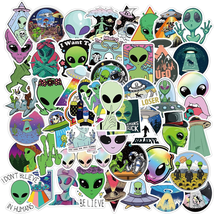 50 Alien Stickers Cool Alien Accessories Vinyl Waterproof Stickers Pack For Kids - £5.26 GBP