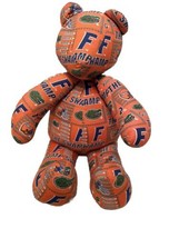 Vintage Florida Gators Fabric Teddy Bear Print Team Orange and Blue Hand... - $20.32