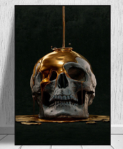 Abstract Metal Skull Canvas - Golden Poster Wall Art - No Frame - £16.49 GBP