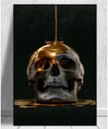 Abstract Metal Skull Canvas - Golden Poster Wall Art - No Frame - £16.44 GBP