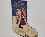 Vintage Win-Tex Wool Needlepoint Merry Christmas Stocking Santa - $19.70