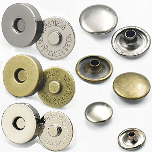 Bluemoona 10 Sets - 14mm 9/16" Magnetic snaps purse Double Rivet closures Round