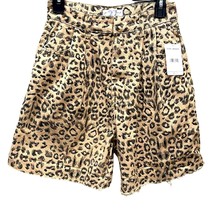 Free People Shorts size 27 High Waisted Cheetah print Mom Shorts Pleated Raw Hem - £29.60 GBP