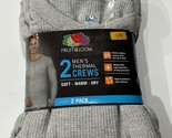 Fruit of the Loom 2 Pack Men&#39;s Waffle Thermal Crew Tops Gray Size Large NEW - $14.79