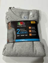 Fruit of the Loom 2 Pack Men&#39;s Waffle Thermal Crew Tops Gray Size Large NEW - £11.82 GBP