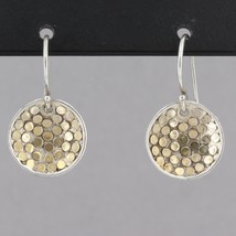 Anna Beck Bali Handcrafted Small Sterling Gold Dot Concave Disc Dangle Earrings - $49.99