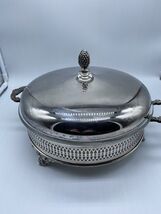 Vintage Sheffield Silver Co. Covered casserole Glasbake Divided Insert  ... - $22.53