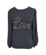 On Twelfth Womens Pullover Sweater Black Embellished Bead Love Long Slee... - $470.96 MXN