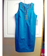 New Rafaella Womens Sz 6 Lined Dress Turquoise Blue Bling embellished co... - £12.62 GBP