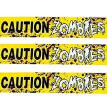 Haunted House Prop Bloody-CAUTION ZOMBIES-Warning Sign Fright Tape Decorations - £3.94 GBP