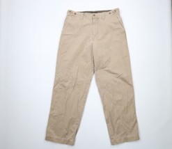 Vintage Y2K Express Mens 36x33 Faded Flat Front Baggy Wide Leg Chino Pants Beige - £47.27 GBP