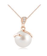 ANGARA South Sea Pearl Spiral Pendant in 14K Solid Gold (Grade: AAA | 10mm) - $1,578.47